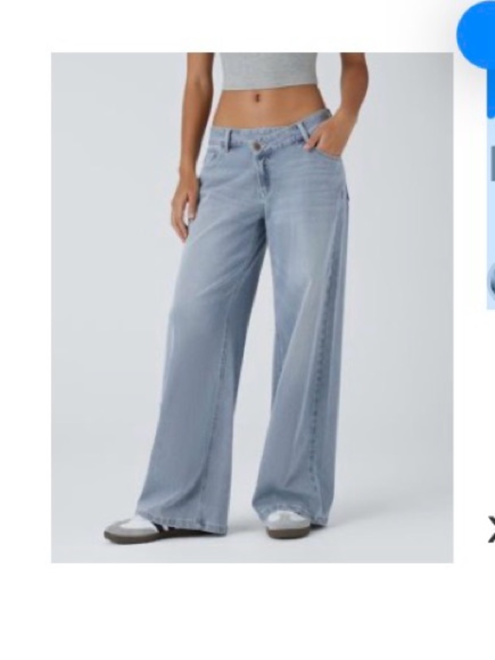 HALARA Light Blue Wide-Leg Denim Jeans